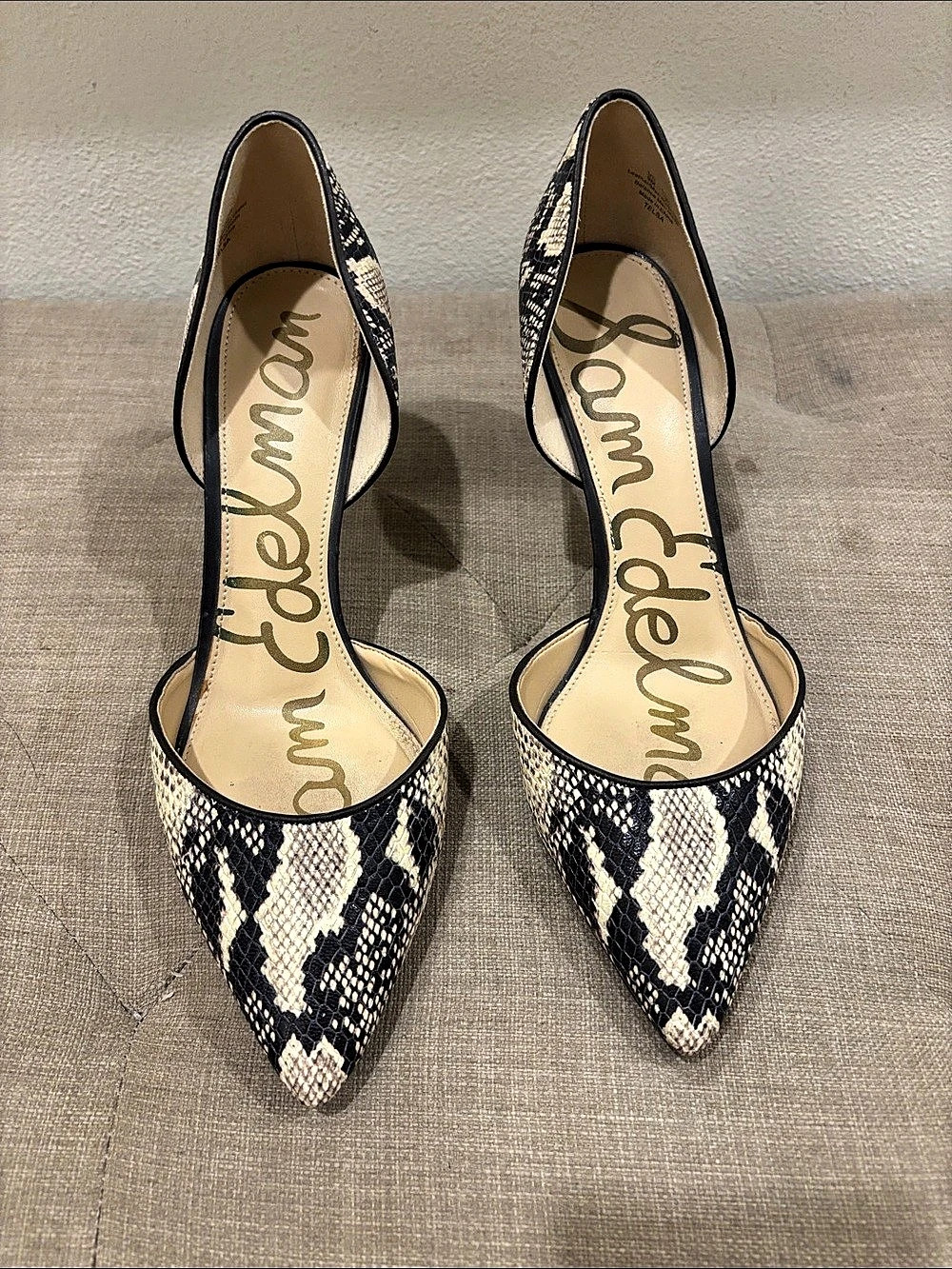 Sam Edelman Telsa d'Orsay Pointy Toe Pump Pointed Toe Snakeskin Print Heels in